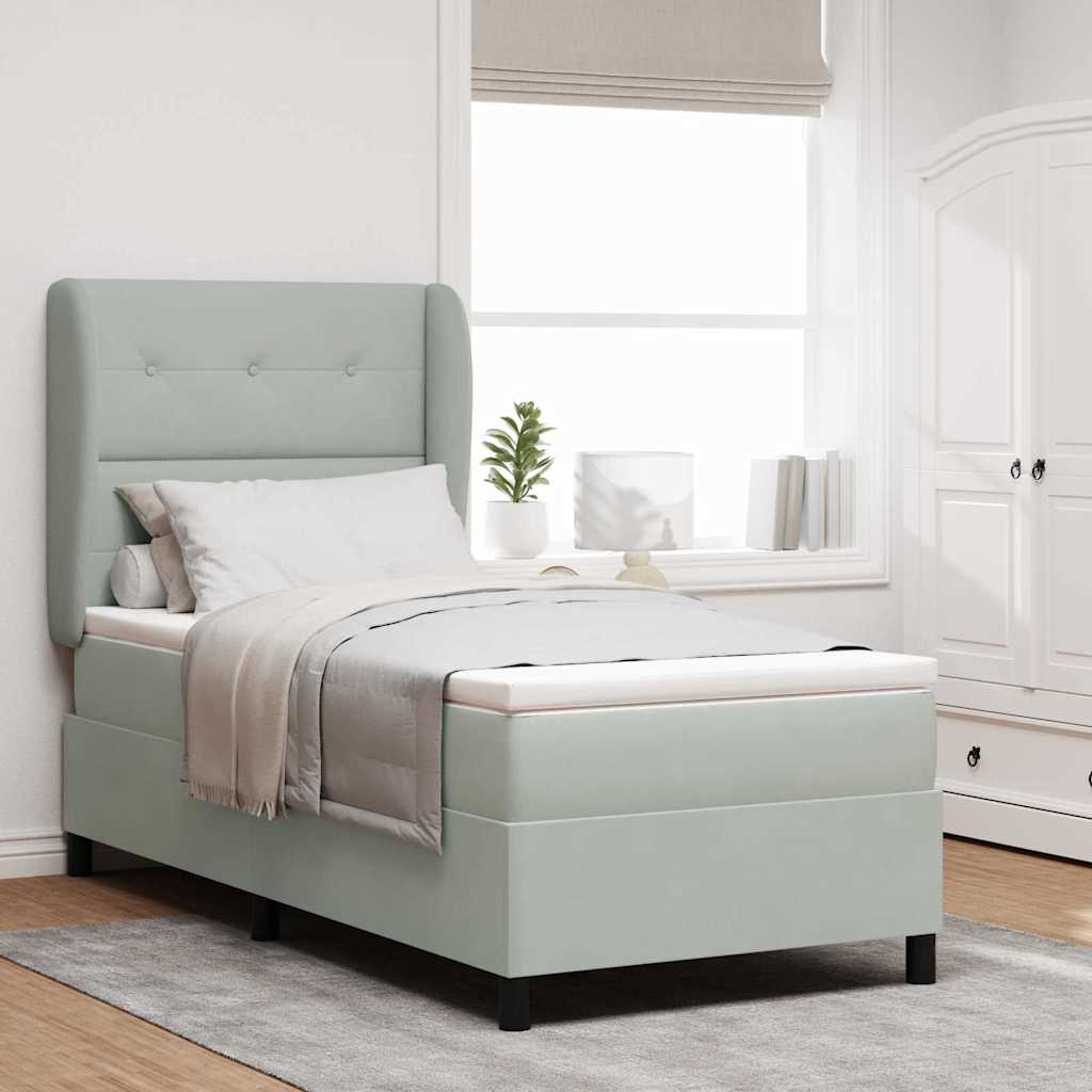 Boxspringbed met matras Lichtgrijs 200 x 80 cm Fluweel is nu te koop bij PeponiXL, paradijselijk wonen!