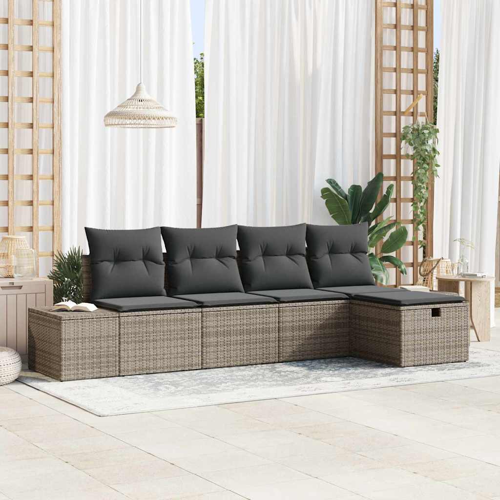 Tuinbankenset 5 st Grijs poly rattan is nu te koop bij PeponiXL, paradijselijk wonen!