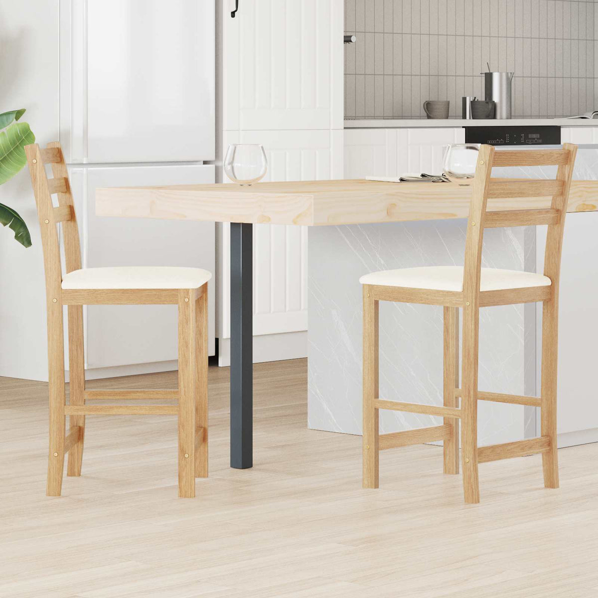 Eettafelstoelen 2 pcs Naturel 40 x 47,5 x 99,5 cm is nu te koop bij PeponiXL, paradijselijk wonen!