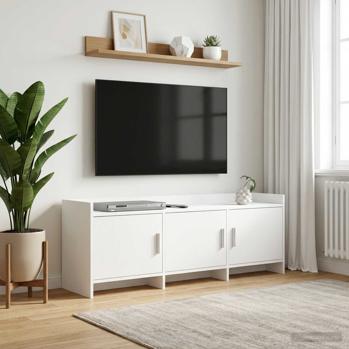 TV-kast 130 x 33 x 47 cm Wit Bewerkt hout is nu te koop bij PeponiXL, paradijselijk wonen!
