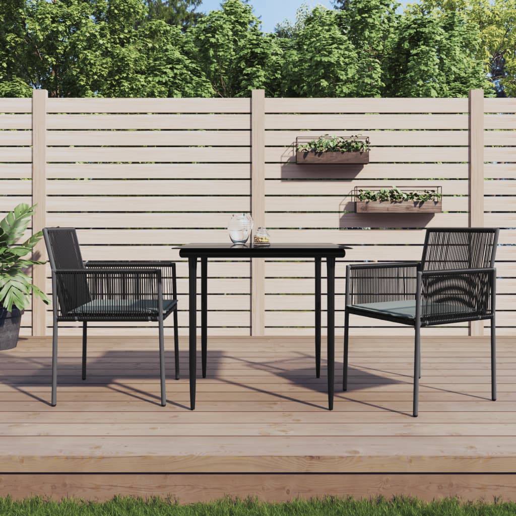 3-delige Tuinset met kussens poly rattan en staal zwart is nu te koop bij PeponiXL, paradijselijk wonen!