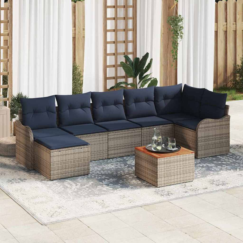 Tuinbankenset 8 st Grijs poly rattan is nu te koop bij PeponiXL, paradijselijk wonen!