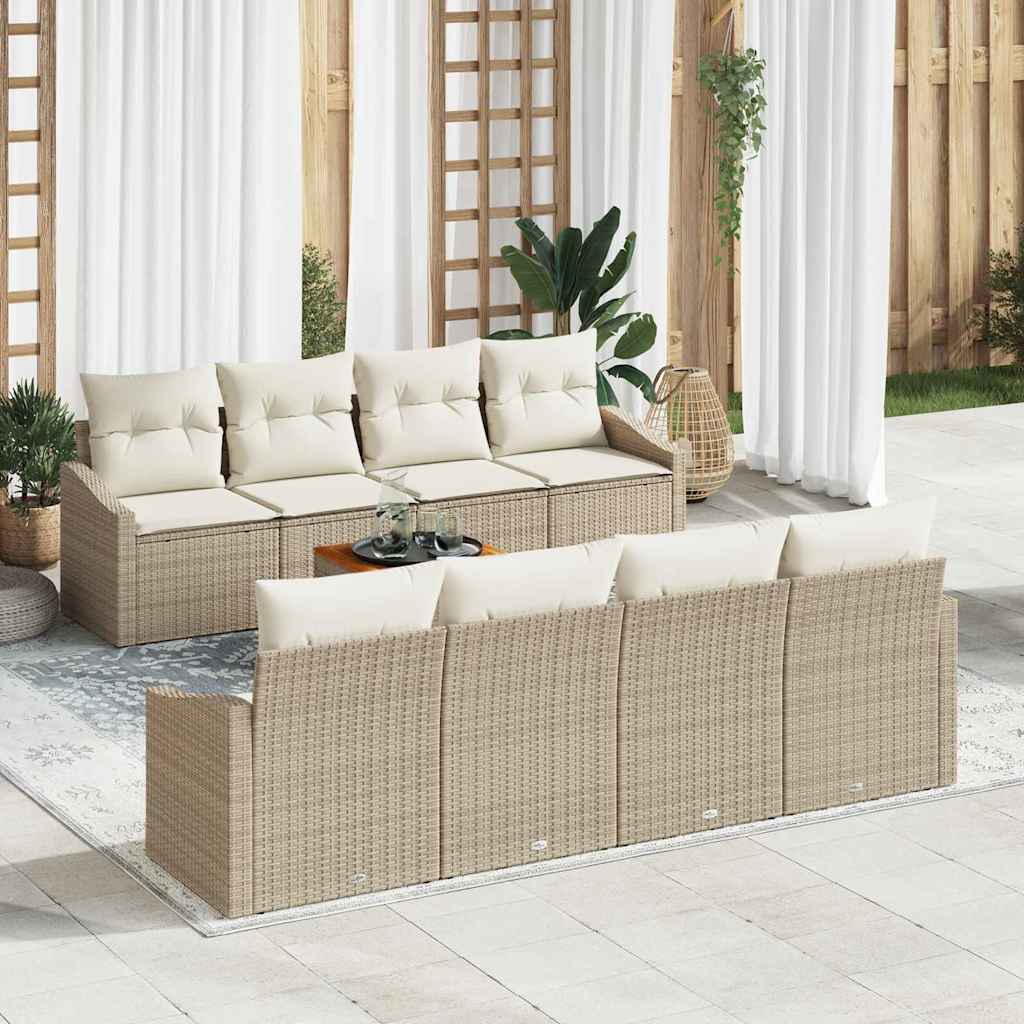 Tuinbankenset 9 st Beige en Crème poly rattan is nu te koop bij PeponiXL, paradijselijk wonen!