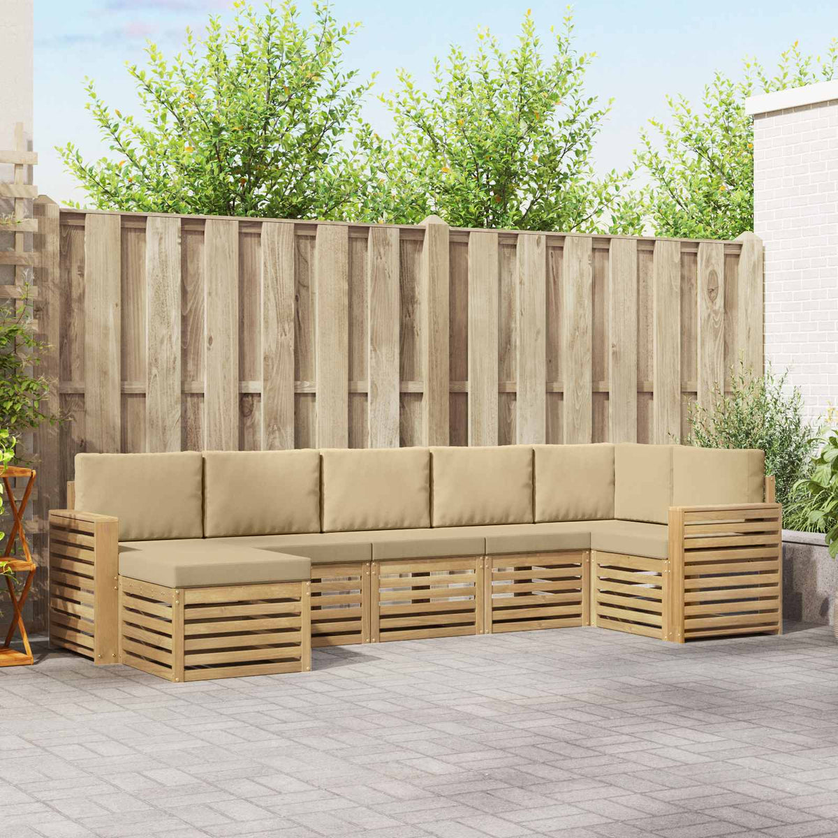Buiten bankenset 7 pcs Wit en Beige is nu te koop bij PeponiXL, paradijselijk wonen!