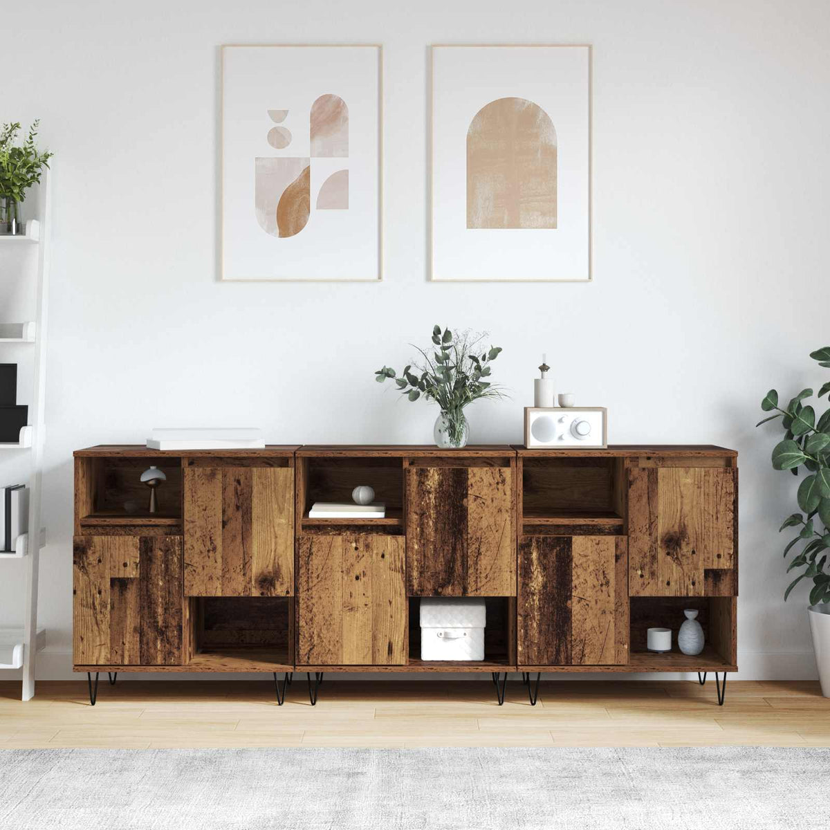 Dressoir 3 pcs Oudhout 60 x 35 x 70 cm is nu te koop bij PeponiXL, paradijselijk wonen!