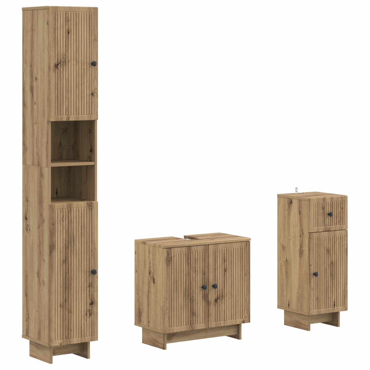 3-delige badkamerkast set EDE Bewerkt hout is nu te koop bij PeponiXL, paradijselijk wonen!