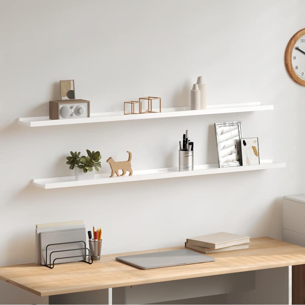 Wandschappen 2 st 115x9x3 cm hoogglans wit is nu te koop bij PeponiXL, paradijselijk wonen!