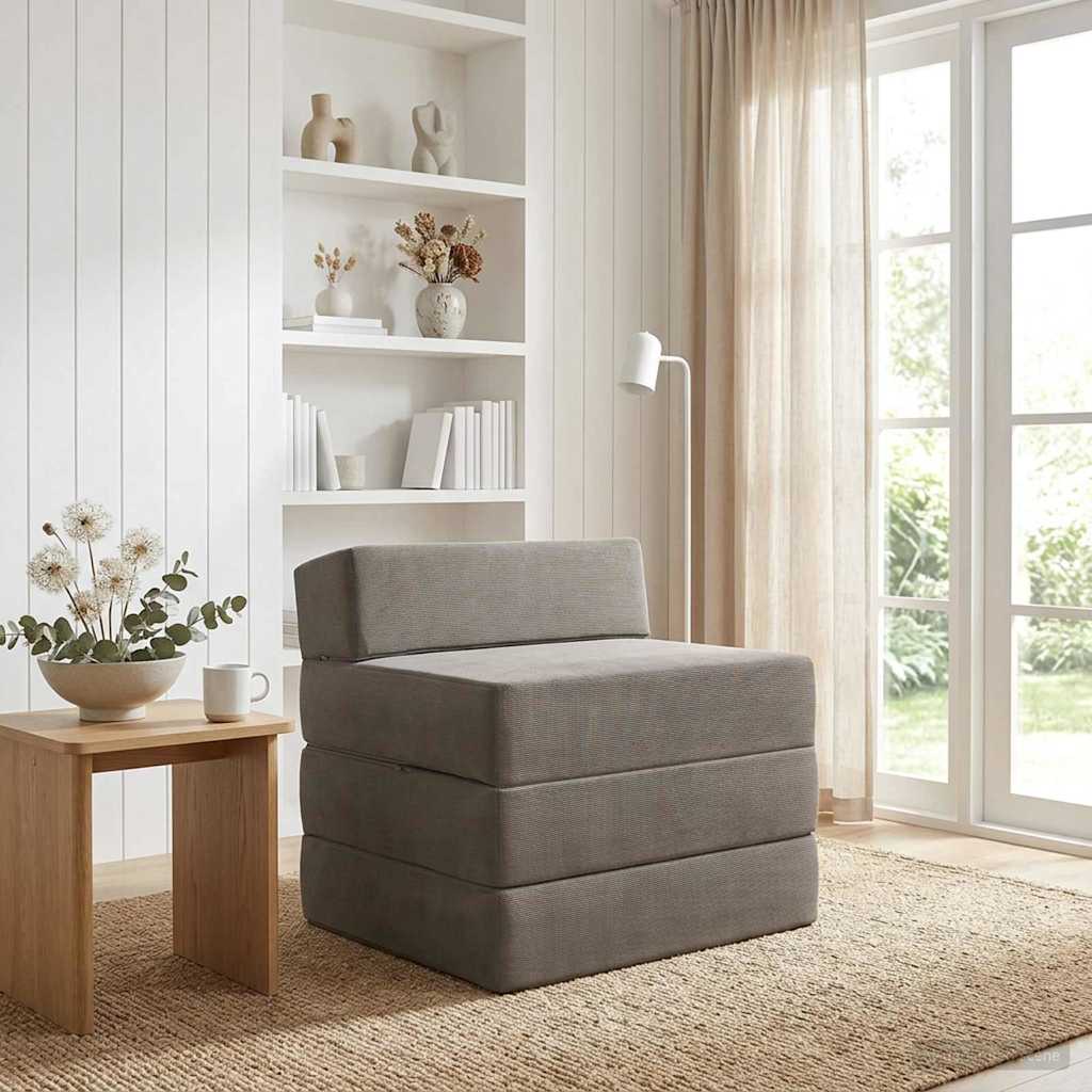 Vouwbare Bankbed Lichtgrijs 200 x 70 x 15 cm Katoen Stof is nu te koop bij PeponiXL, paradijselijk wonen!