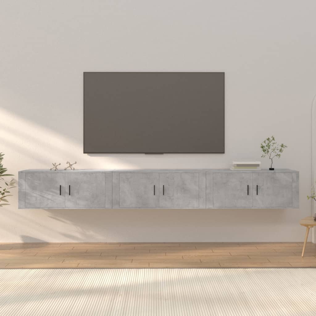 Tv-wandmeubels 3 st 100x34,5x40 cm betongrijs is nu te koop bij PeponiXL, paradijselijk wonen!