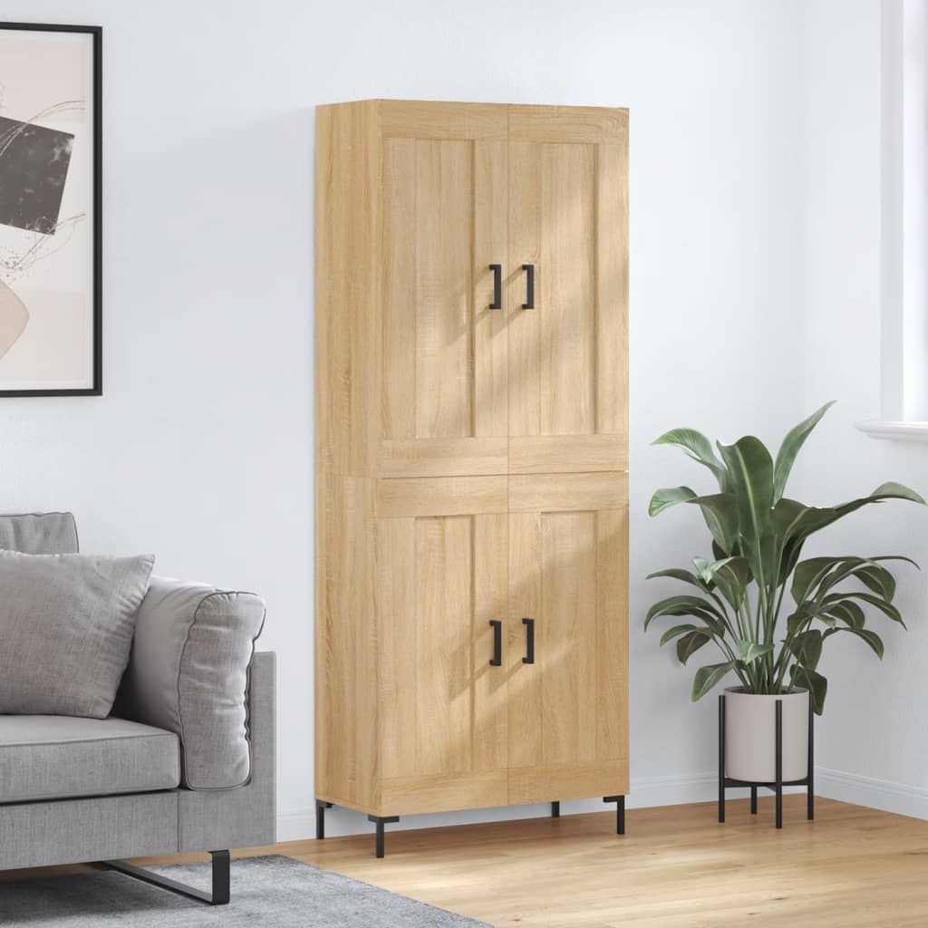 Hoge kast 69,5x34x180 cm bewerkt hout sonoma eikenkleurig is nu te koop bij PeponiXL, paradijselijk wonen!