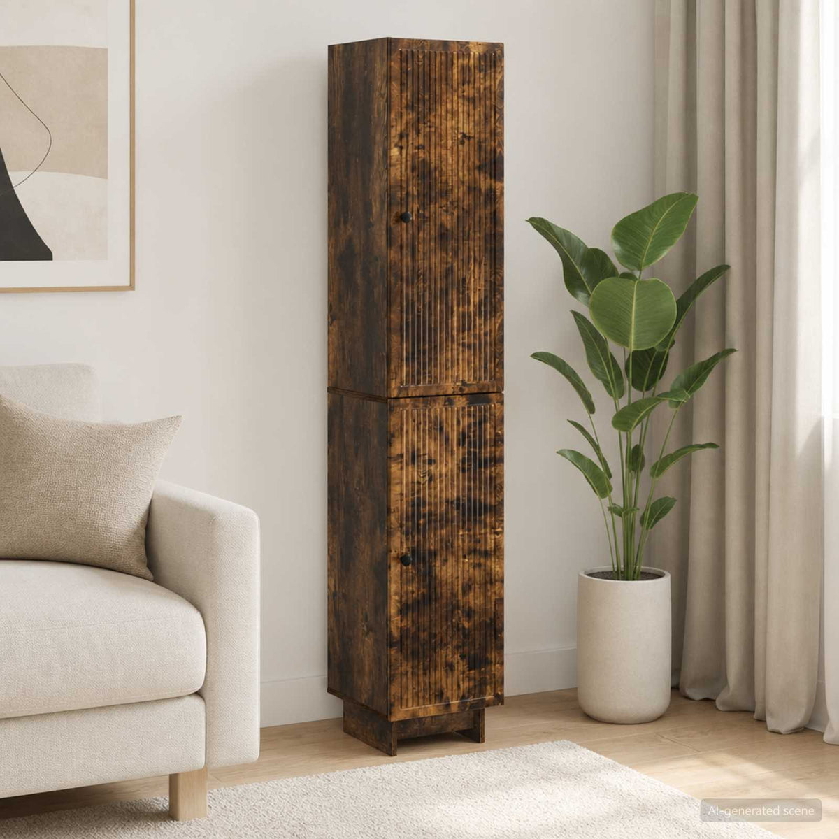 Kastenset 2 pcs Gerookt eiken 34,5 x 33 x 90 cm Bewerkt hout is nu te koop bij PeponiXL, paradijselijk wonen!