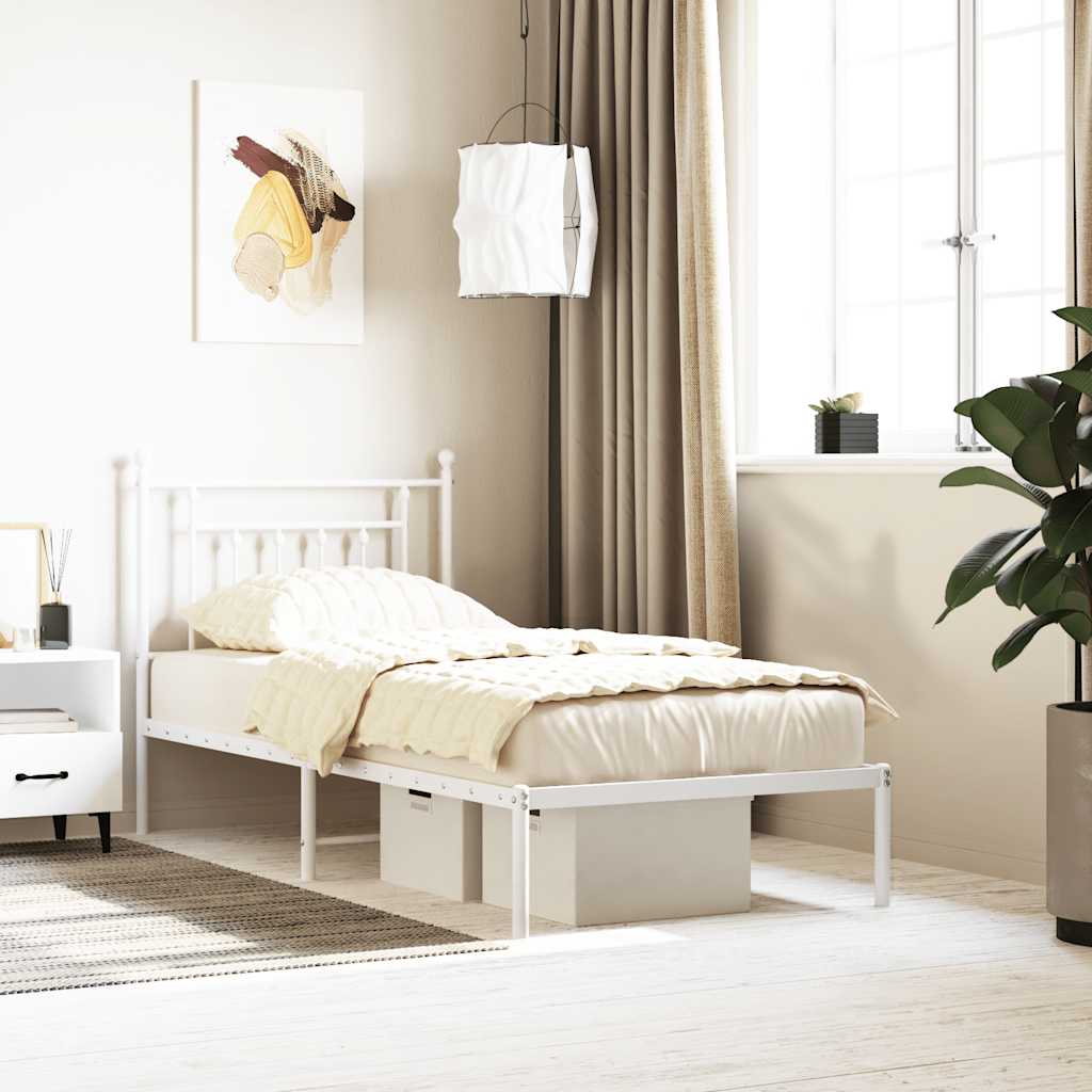 Bedframe met hoofdbord metaal wit 90x190 cm is nu te koop bij PeponiXL, paradijselijk wonen!