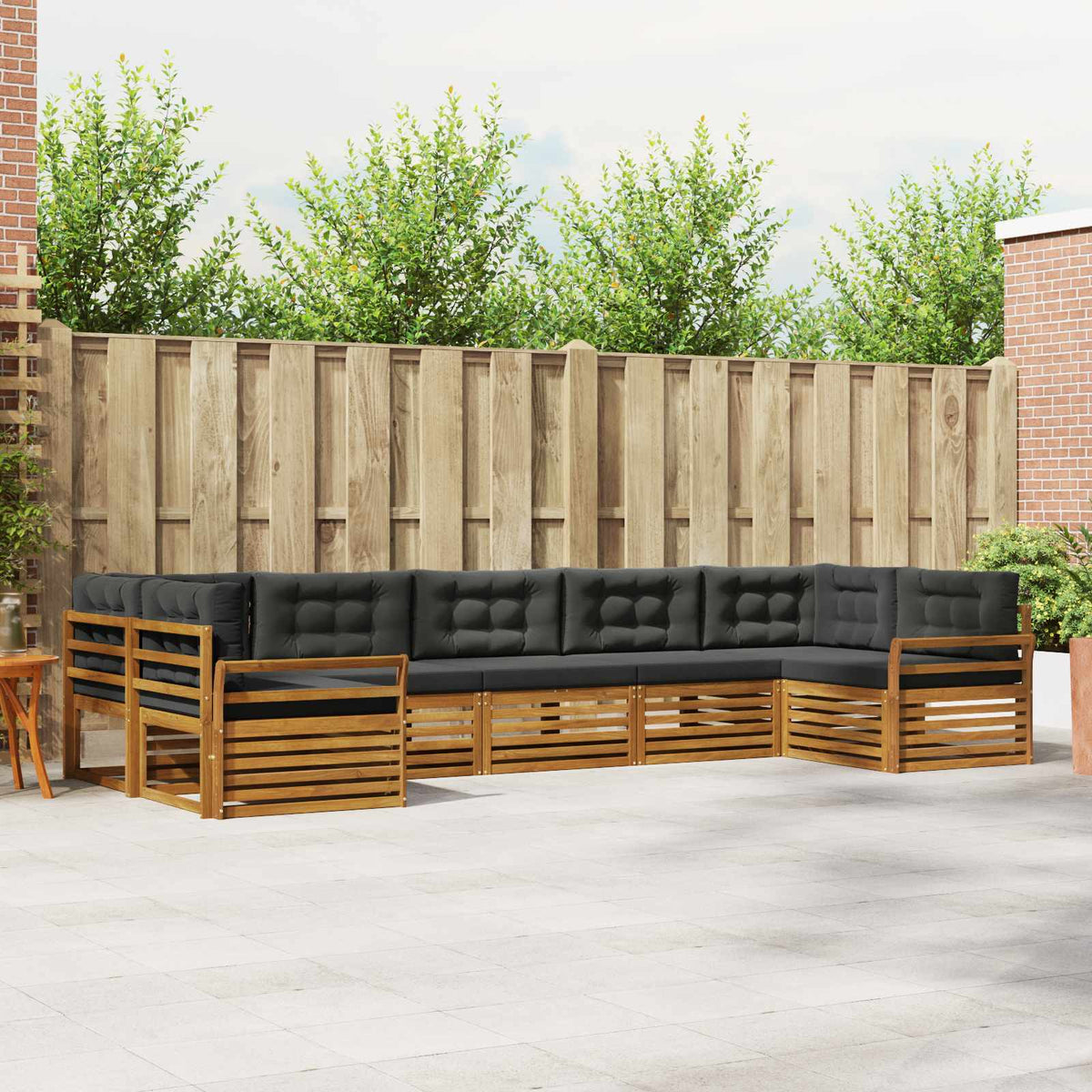 Buiten bankenset met kussen 7 pcs Natuurlijk en Antraciet is nu te koop bij PeponiXL, paradijselijk wonen!