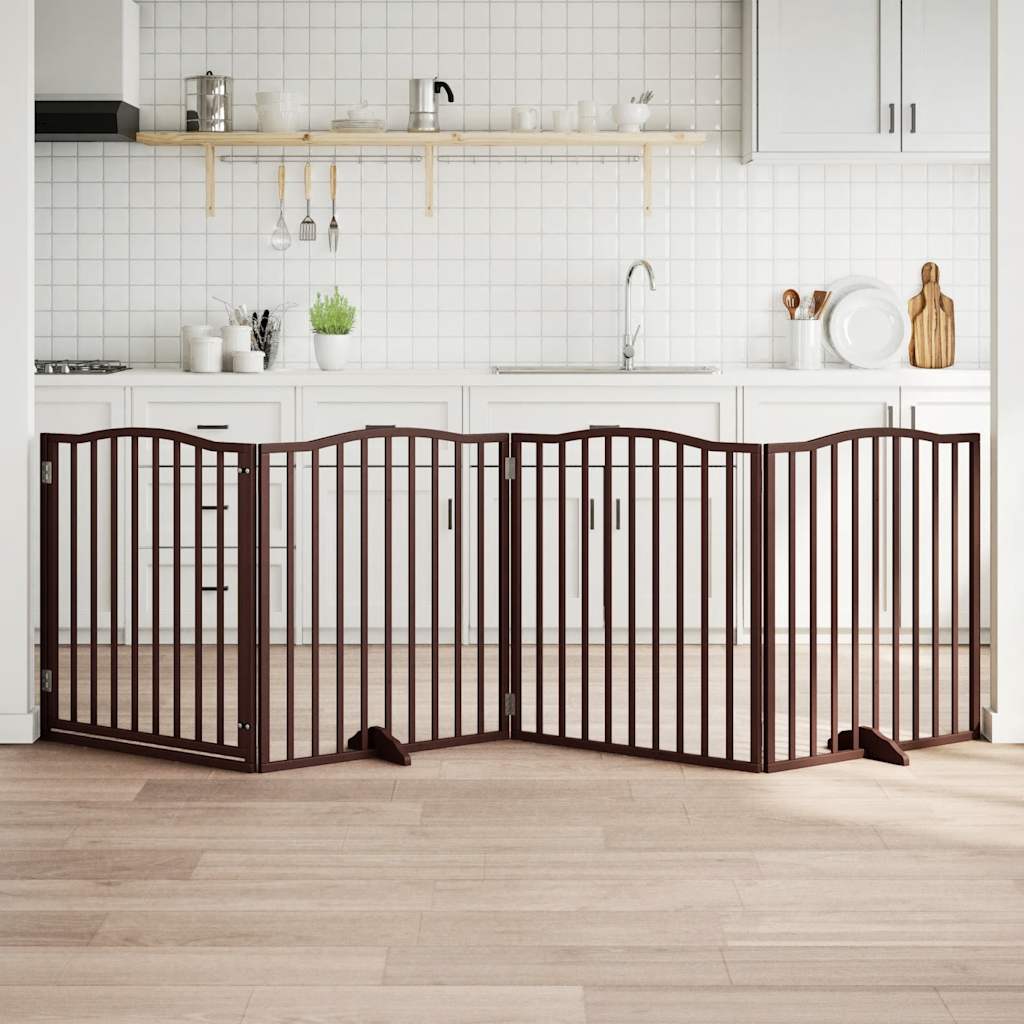Hondenhek inklapbaar 4 panelen 320cm populierenhout bruin eiken is nu te koop bij PeponiXL, paradijselijk wonen!