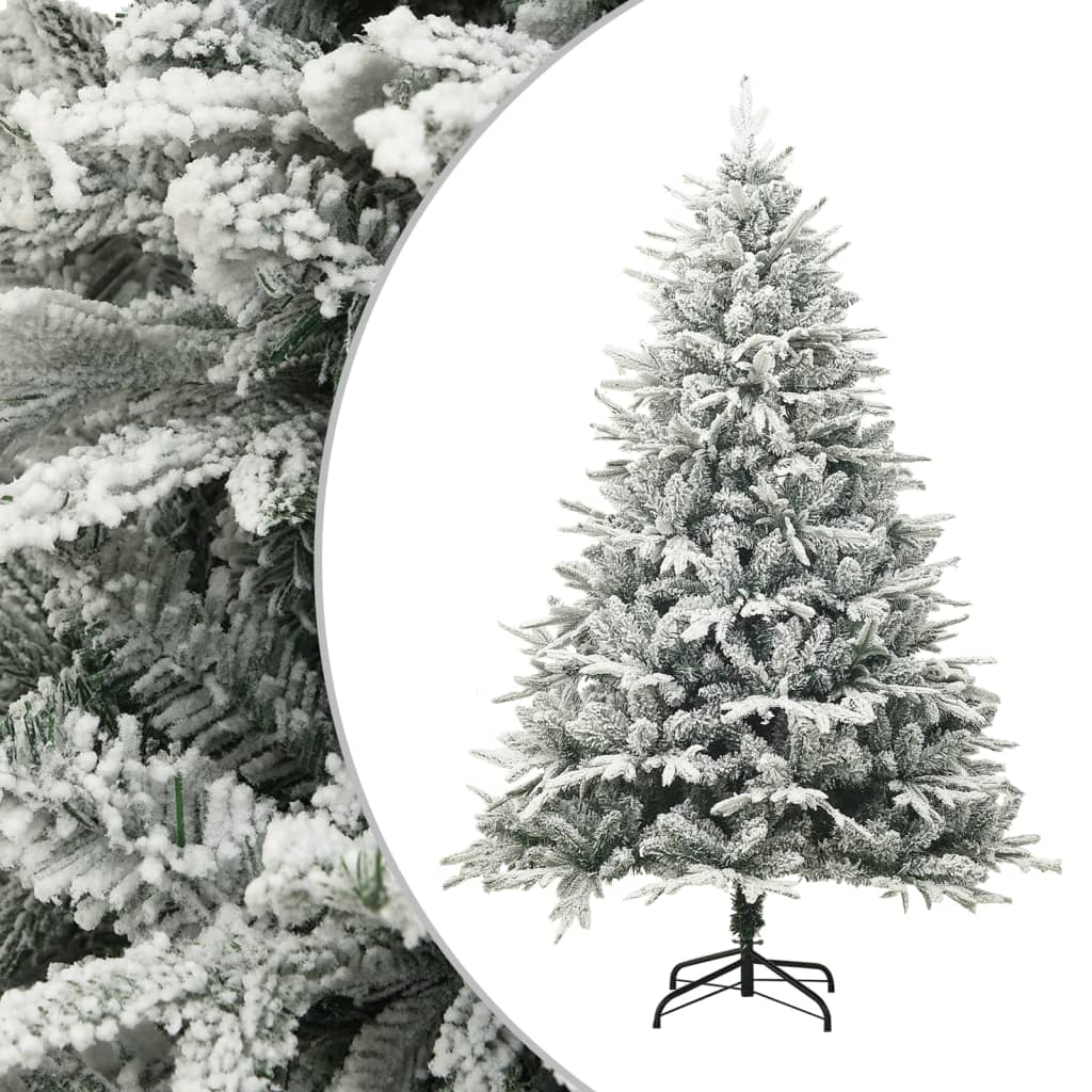 Kunstkerstboom met sneeuwvlokken 210 cm PVC en PE groen is nu te koop bij PeponiXL, paradijselijk wonen!
