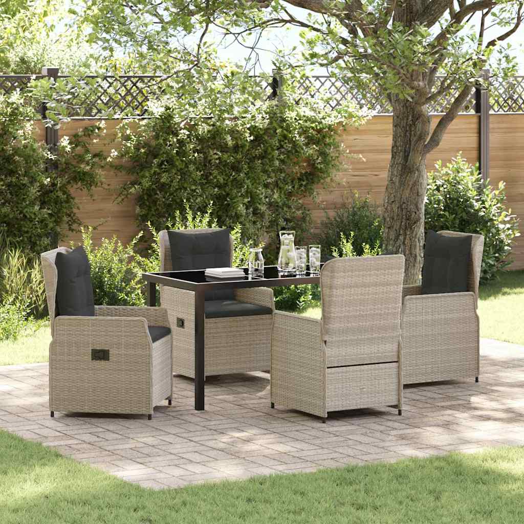 Tuin eettafelset 5 pcs Lichtgrijs poly rattan is nu te koop bij PeponiXL, paradijselijk wonen!