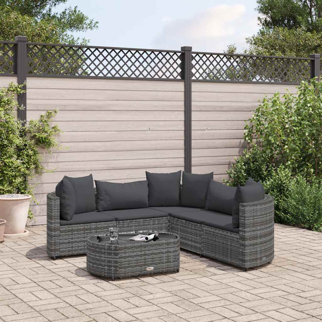 6-delige Loungeset met kussens poly rattan grijs is nu te koop bij PeponiXL, paradijselijk wonen!