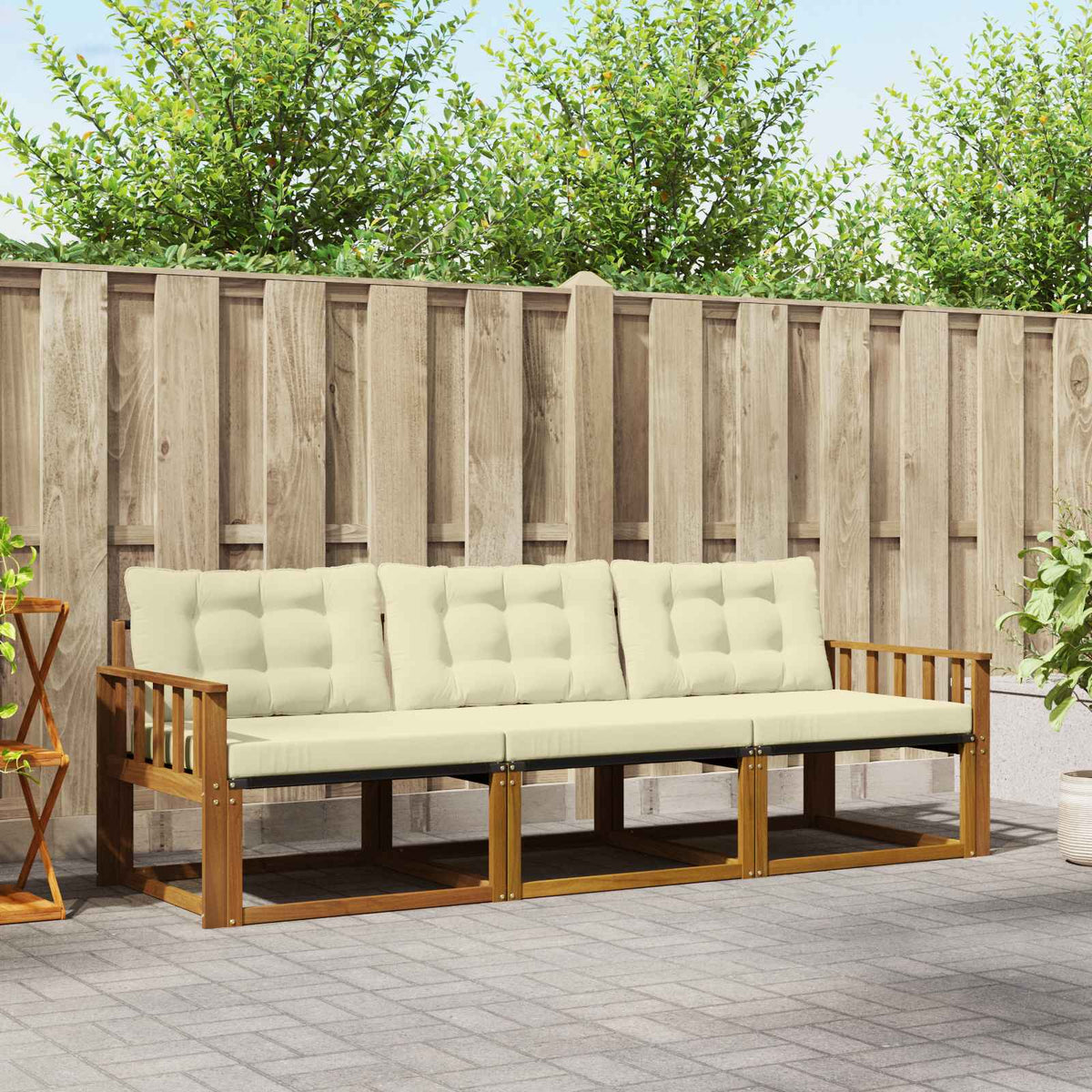 Buiten bankenset met kussen 3 pcs Natuurlijk en Crème is nu te koop bij PeponiXL, paradijselijk wonen!