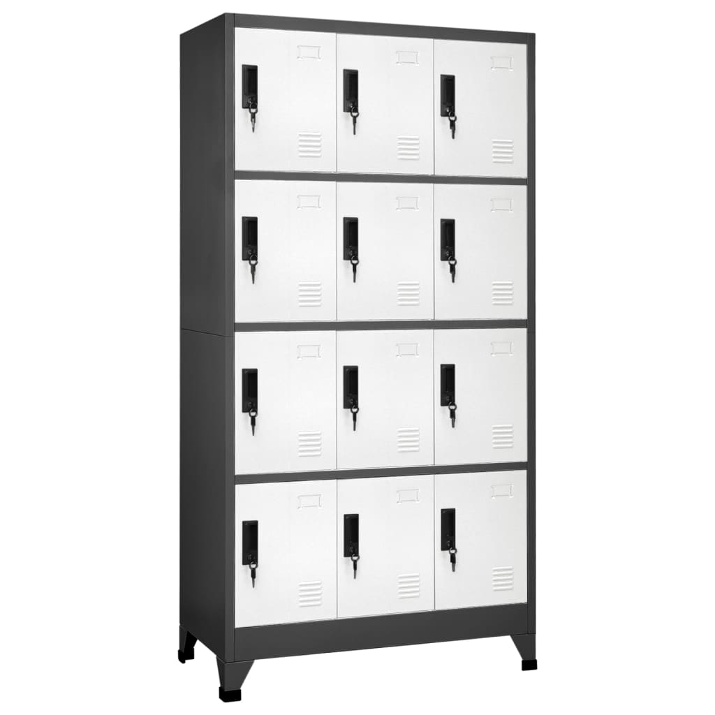 Lockerkast 90x45x180 cm staal antracietkleurig en wit is nu te koop bij PeponiXL, paradijselijk wonen!