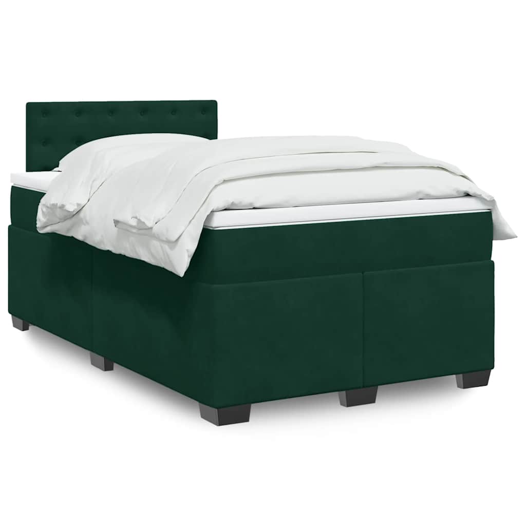 Boxspring met matras fluweel donkergroen 120x190 cm is nu te koop bij PeponiXL, paradijselijk wonen!