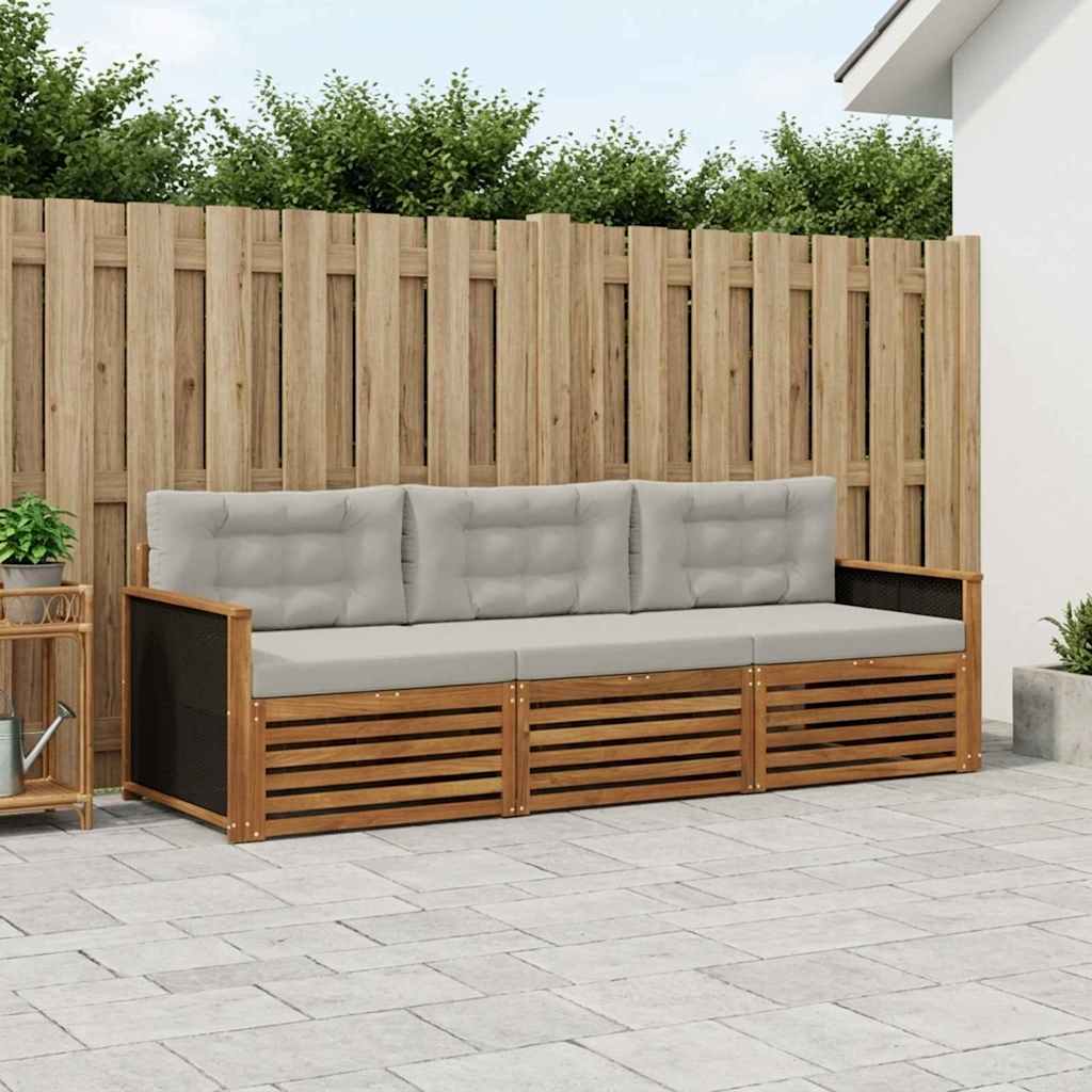 Buiten bankenset 3 pcs Naturel en lichtgrijs Polyester is nu te koop bij PeponiXL, paradijselijk wonen!