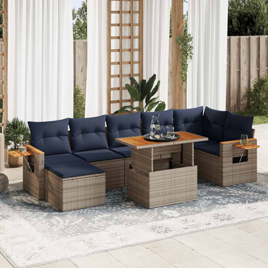 8-delige Loungeset met kussens poly rattan acacia bruin is nu te koop bij PeponiXL, paradijselijk wonen!