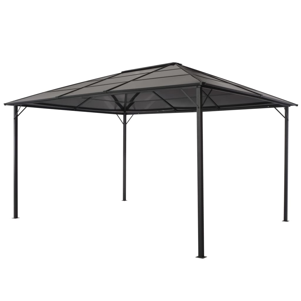 Prieel met dak 4x3x2,6 m aluminium zwart is nu te koop bij PeponiXL, paradijselijk wonen!