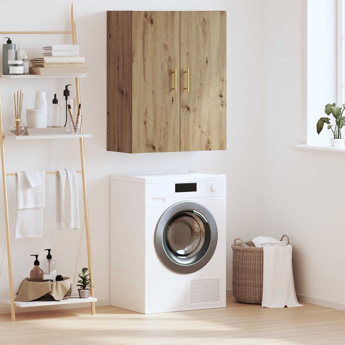 Wandkast Artisan Eiken 69,5 x 34 x 90 cm Bewerkt hout is nu te koop bij PeponiXL, paradijselijk wonen!