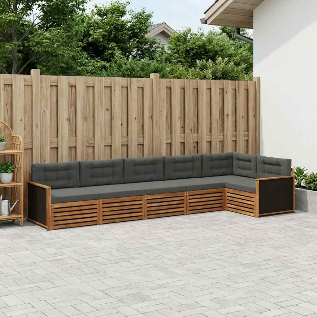 Buiten bankenset 6 pcs Natuurlijk en Antraciet is nu te koop bij PeponiXL, paradijselijk wonen!