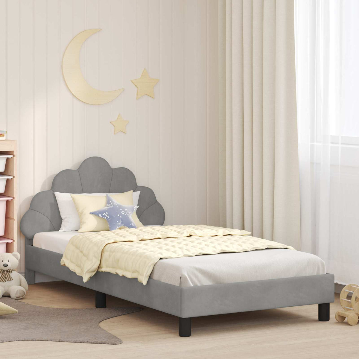 Bedframe voor kinderen met hoofdbord Lichtgrijs 90 x 200 cm is nu te koop bij PeponiXL, paradijselijk wonen!