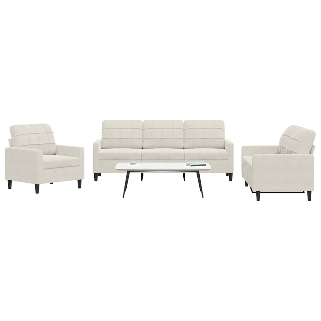 3-delige Loungeset met kussens fluweel crèmekleurig is nu te koop bij PeponiXL, paradijselijk wonen!