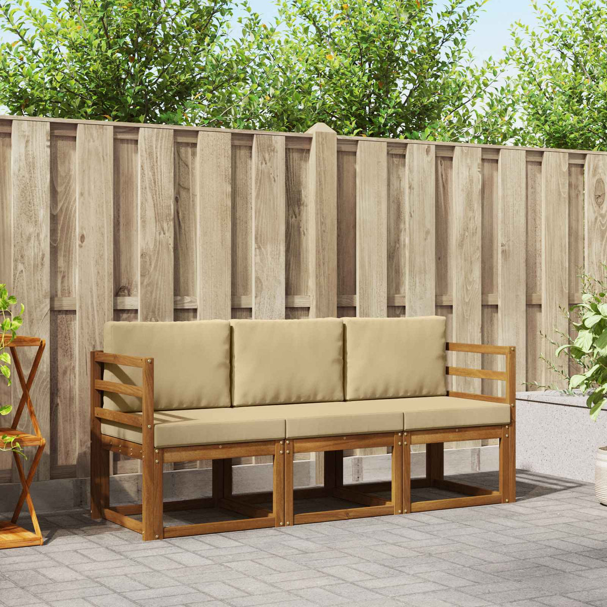 Buiten bankenset met kussen 3 pcs Natuurlijk en Beige is nu te koop bij PeponiXL, paradijselijk wonen!