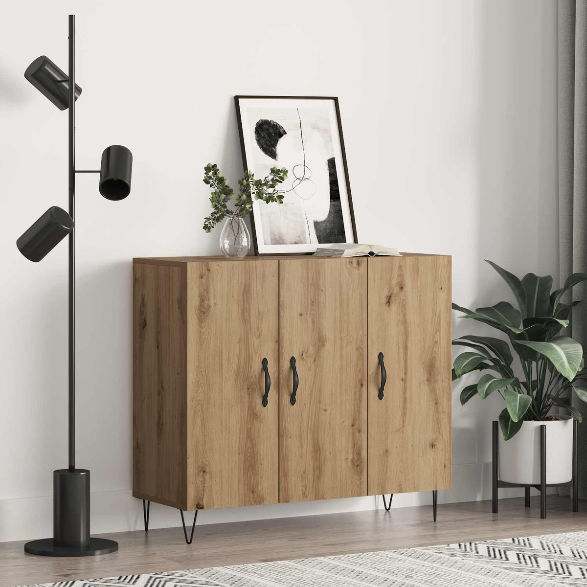 Dressoir Artisan Eiken 90 x 32,5 x 80 cm Bewerkt hout is nu te koop bij PeponiXL, paradijselijk wonen!