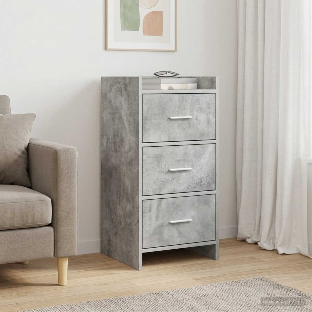 Dressoir Betongrijs 40 x 36 x 80 cm Bewerkt hout is nu te koop bij PeponiXL, paradijselijk wonen!