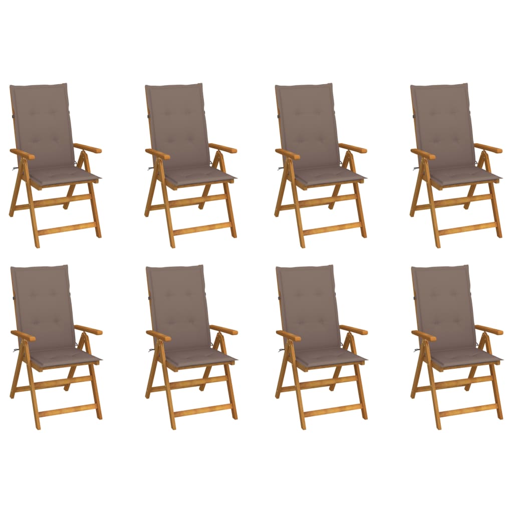 Tuinstoelen 8 st inklapbaar met kussens massief acaciahout is nu te koop bij PeponiXL, paradijselijk wonen!
