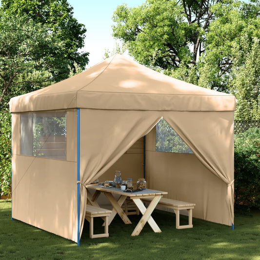 Partytent inklapbaar pop-up met 4 zijwanden beige is nu te koop bij PeponiXL, paradijselijk wonen!