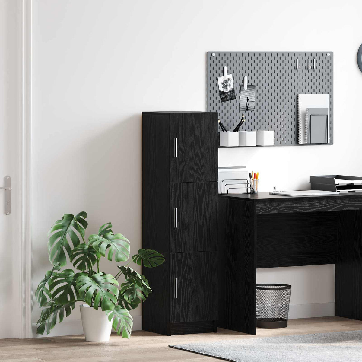 Hoge kast Zwart Eiken 31.5 x 32 x 122.5 cm is nu te koop bij PeponiXL, paradijselijk wonen!