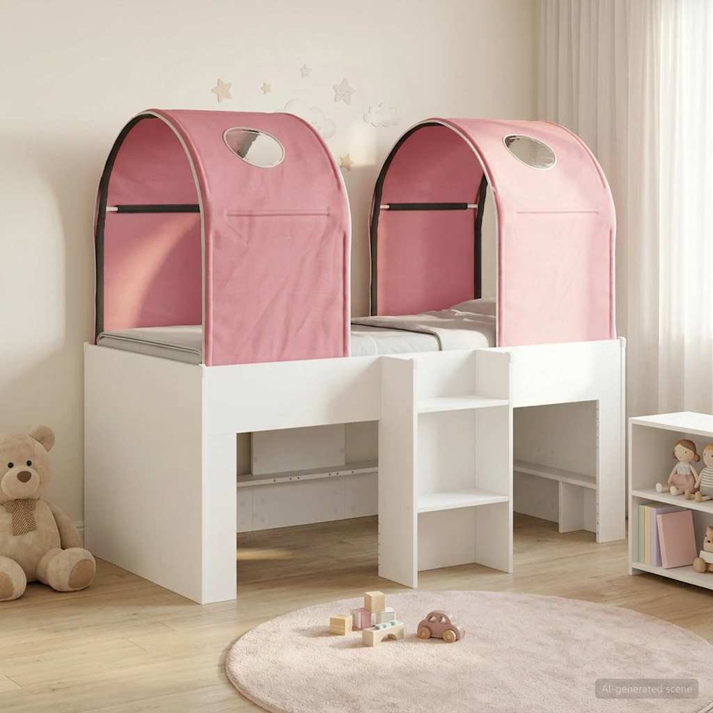 Bed met Tunnel 3 st Wit en Roze Bewerkt hout is nu te koop bij PeponiXL, paradijselijk wonen!
