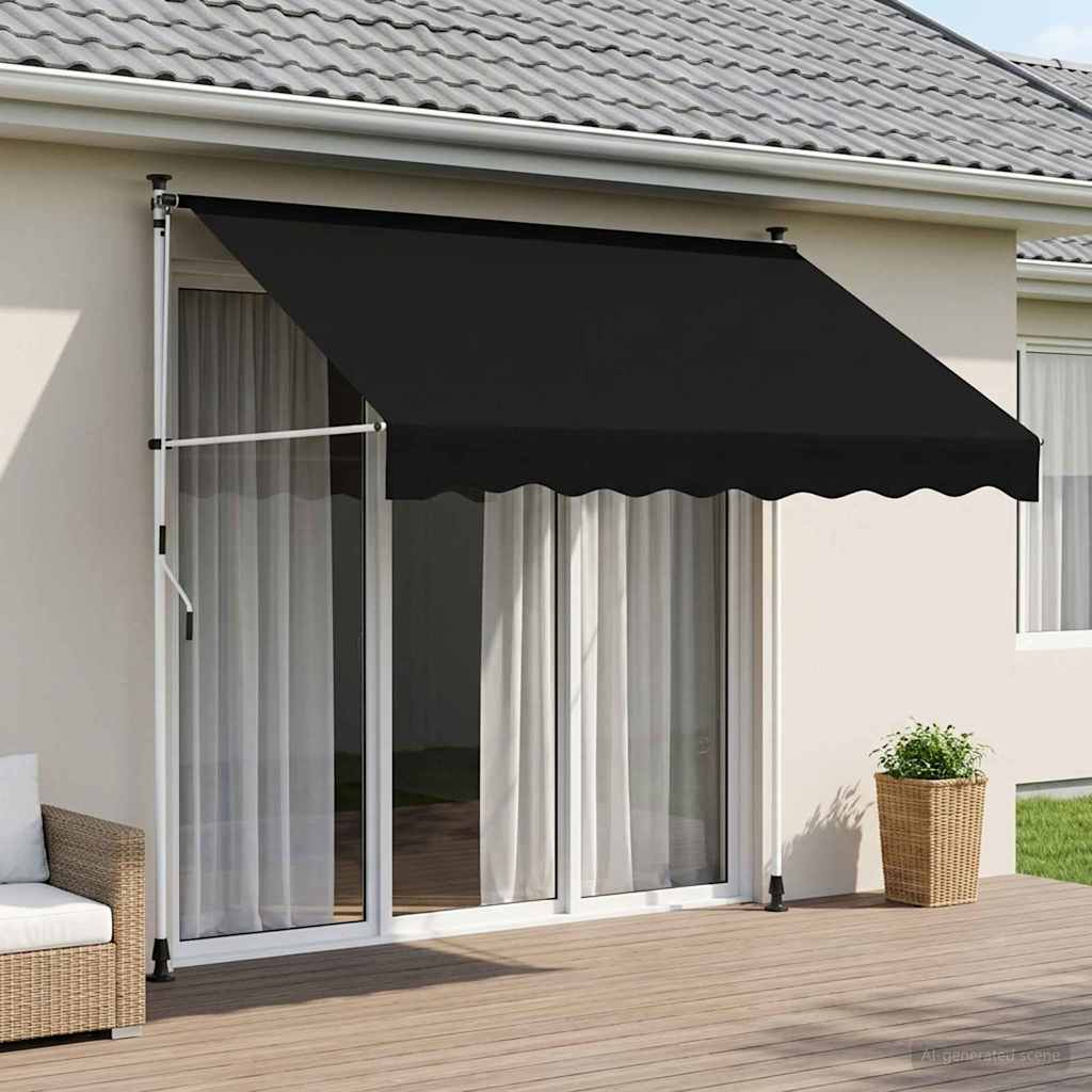 Handmatig uitschuifbare luifel Zwart 100 cm is nu te koop bij PeponiXL, paradijselijk wonen!