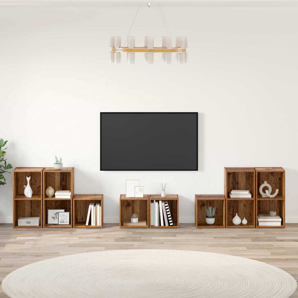 TV-kast set Wandgemonteerd 8 pcs Oud Hout Bewerkt hout is nu te koop bij PeponiXL, paradijselijk wonen!