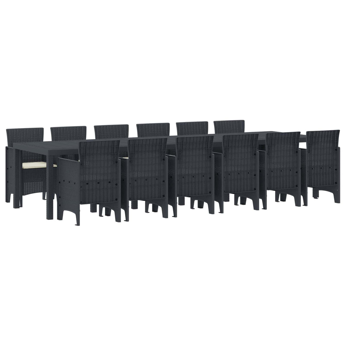 Tuin Eetset 13 pcs Antraciet Polt riet is nu te koop bij PeponiXL, paradijselijk wonen!