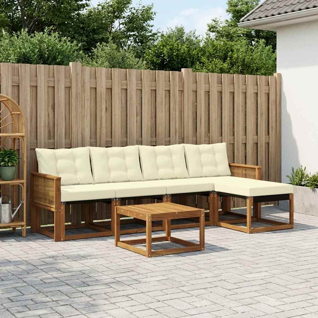 Buiten bankenset met kussen 6 pcs Natuurlijk en Crème is nu te koop bij PeponiXL, paradijselijk wonen!