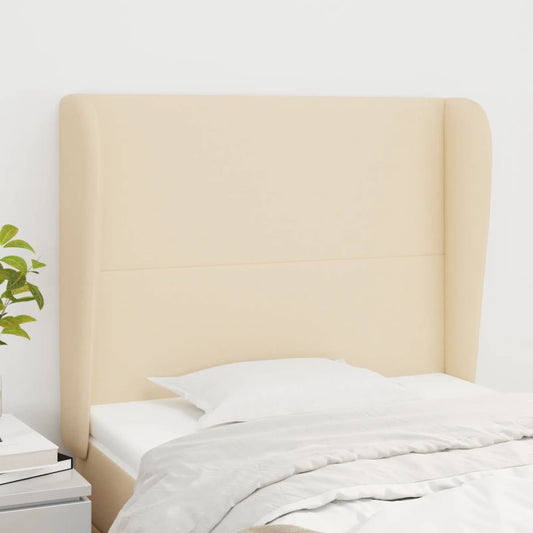 Hoofdbord met randen 83x23x118/128 cm stof crèmekleurig is nu te koop bij PeponiXL, paradijselijk wonen!
