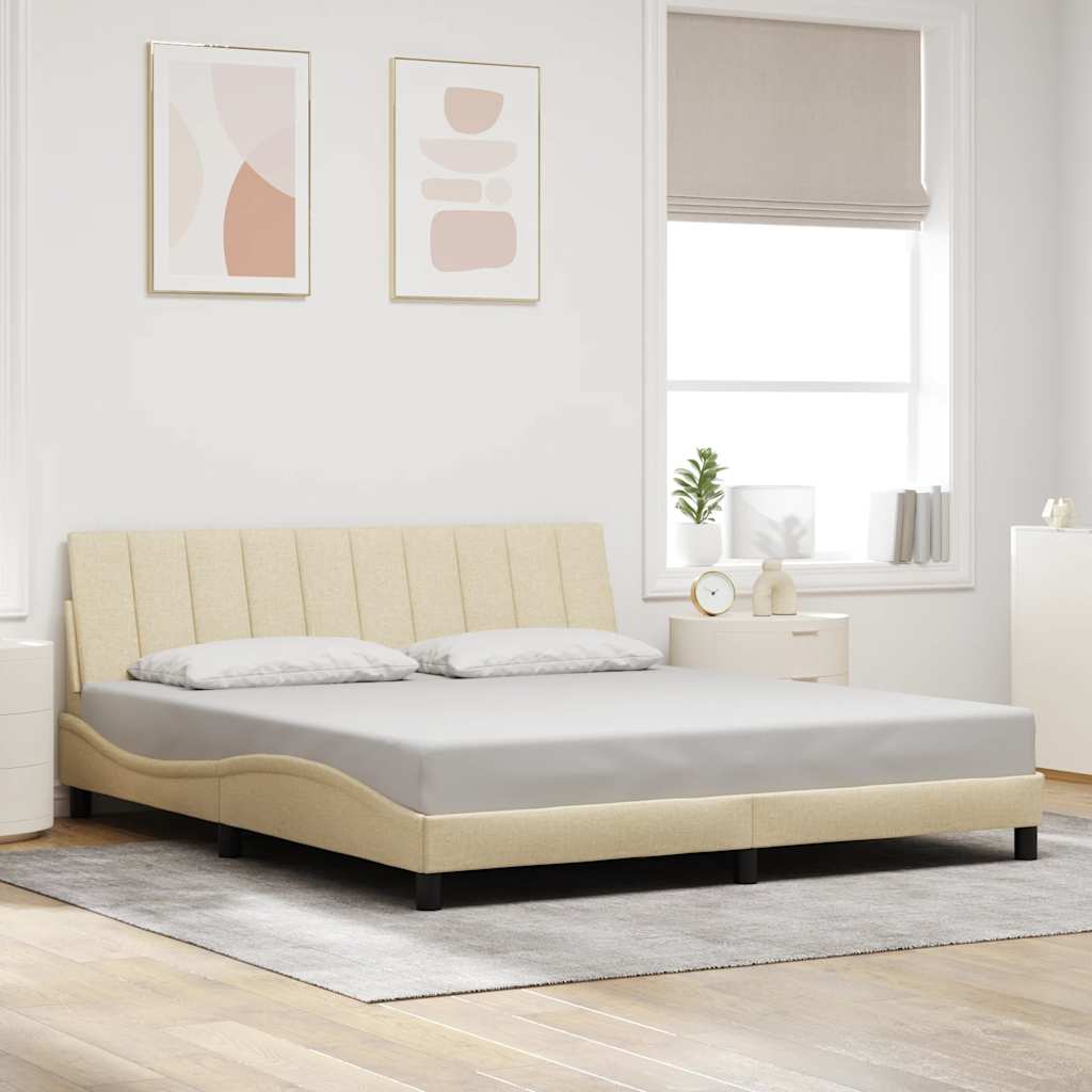 Bedframe zonder matras "Hanko" stof crèmekleurig 180x200 cm is nu te koop bij PeponiXL, paradijselijk wonen!