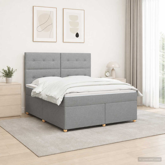 Boxspringbed met matras Lichtgrijs 160 x 200 cm Stof is nu te koop bij PeponiXL, paradijselijk wonen!
