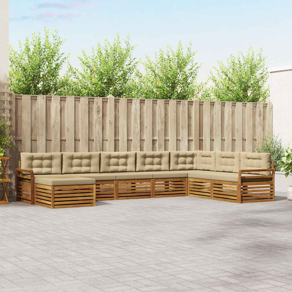 Buiten bankenset met kussen 8 pcs Natuurlijk en Beige is nu te koop bij PeponiXL, paradijselijk wonen!