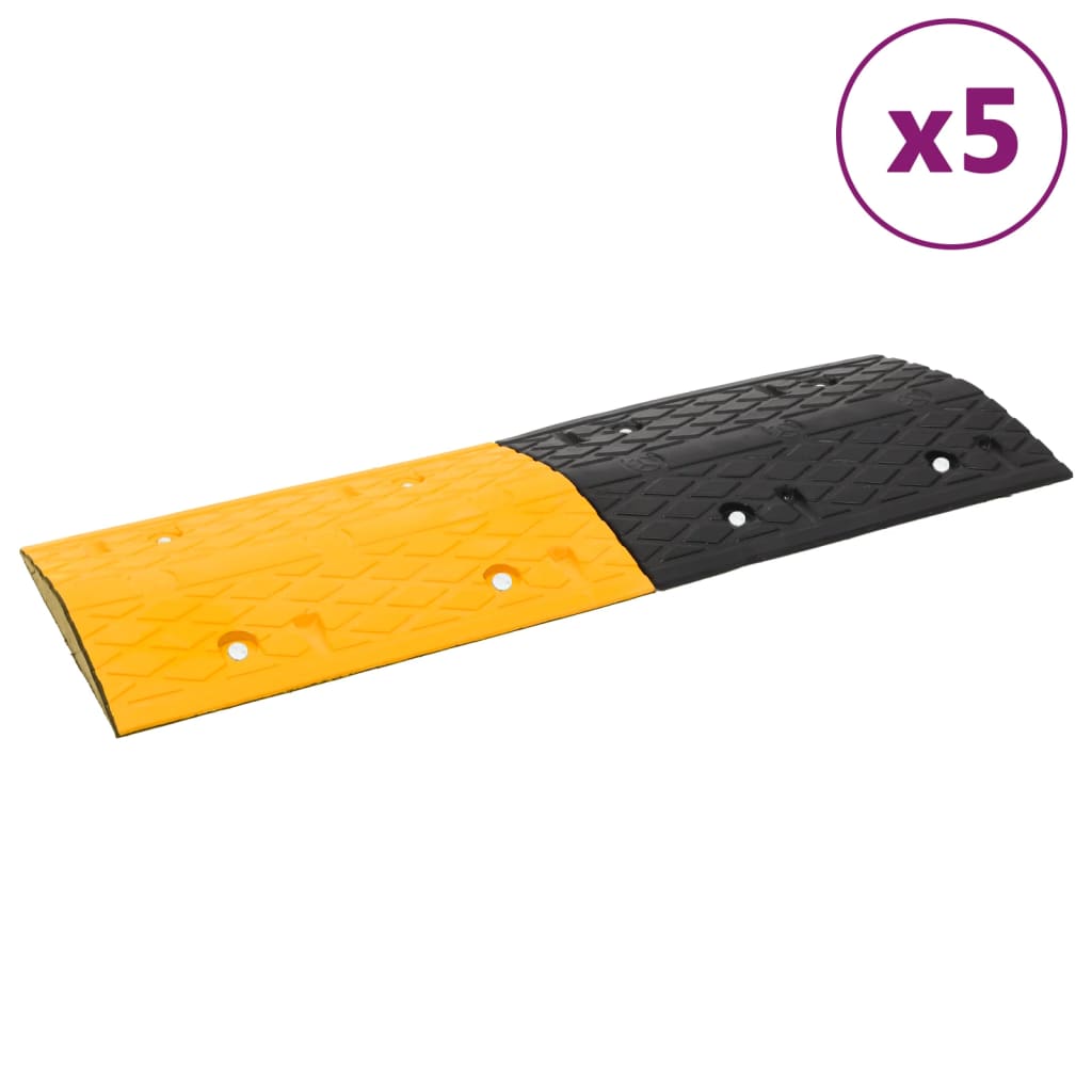 Verkeersdrempels 5 st 97x32,5x4 cm rubber geel en zwart is nu te koop bij PeponiXL, paradijselijk wonen!