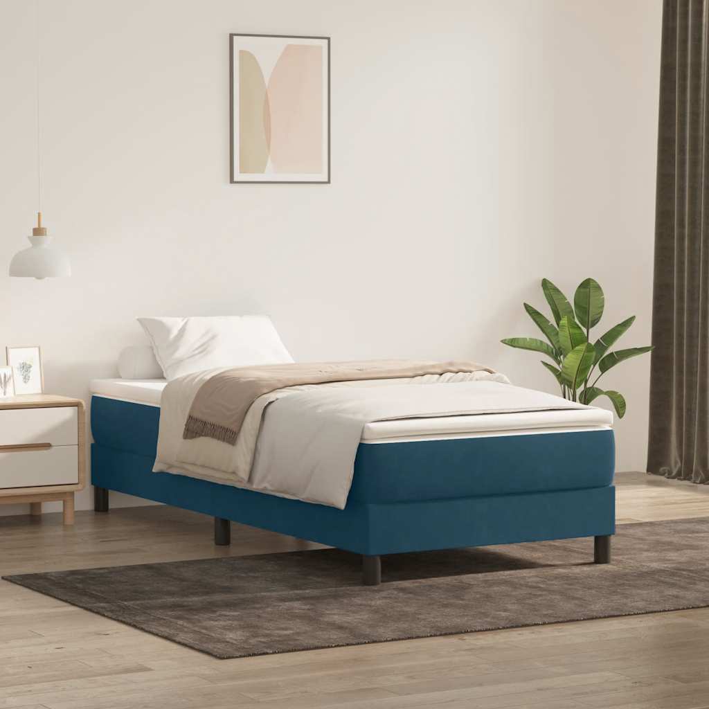Boxspring zonder matras fluweel donkerblauw 100x220 cm is nu te koop bij PeponiXL, paradijselijk wonen!