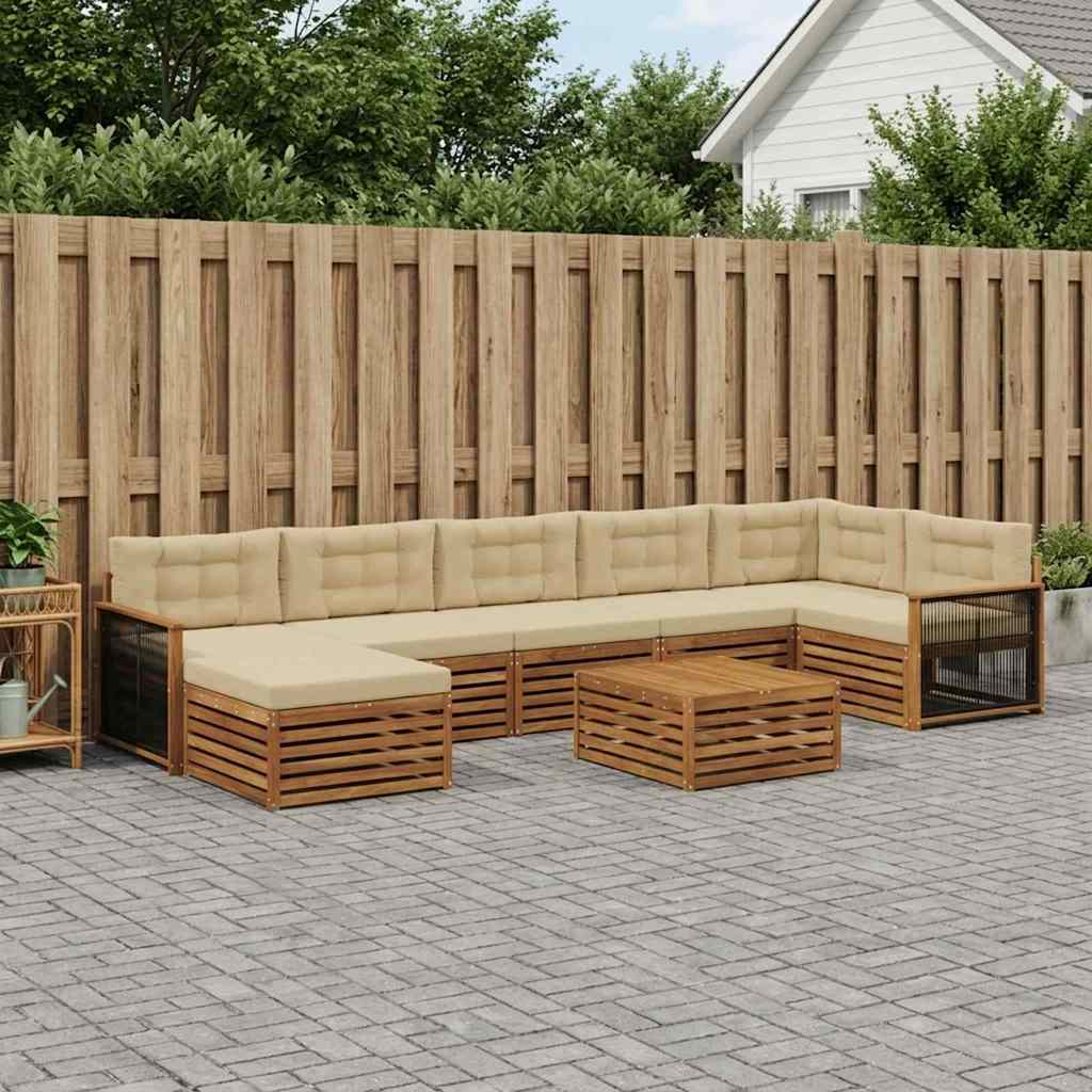 Buiten bankenset met kussen 8 pcs Natuurlijk en Beige is nu te koop bij PeponiXL, paradijselijk wonen!