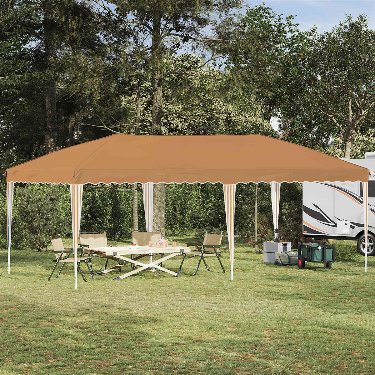 Pop-up Feesttent 575 x 290 x 245 cm Beige is nu te koop bij PeponiXL, paradijselijk wonen!
